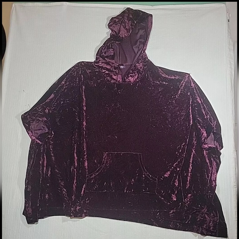 Roaman's 3XL Short Sleeve Crushed Velvet Tunic Burgundy